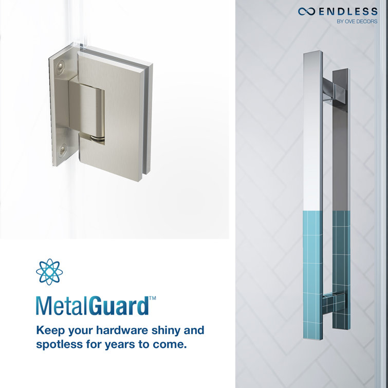 Black Tempered Glass Frameless Corner Shower Kit with Shelves