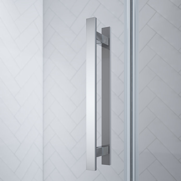 Nickel Frameless Corner Shower Kit with Tempered Glass Panels
