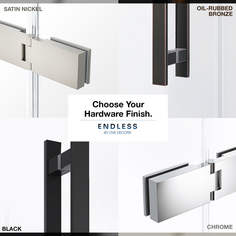 Black Tempered Glass Frameless Corner Shower Kit, 72" x 72"
