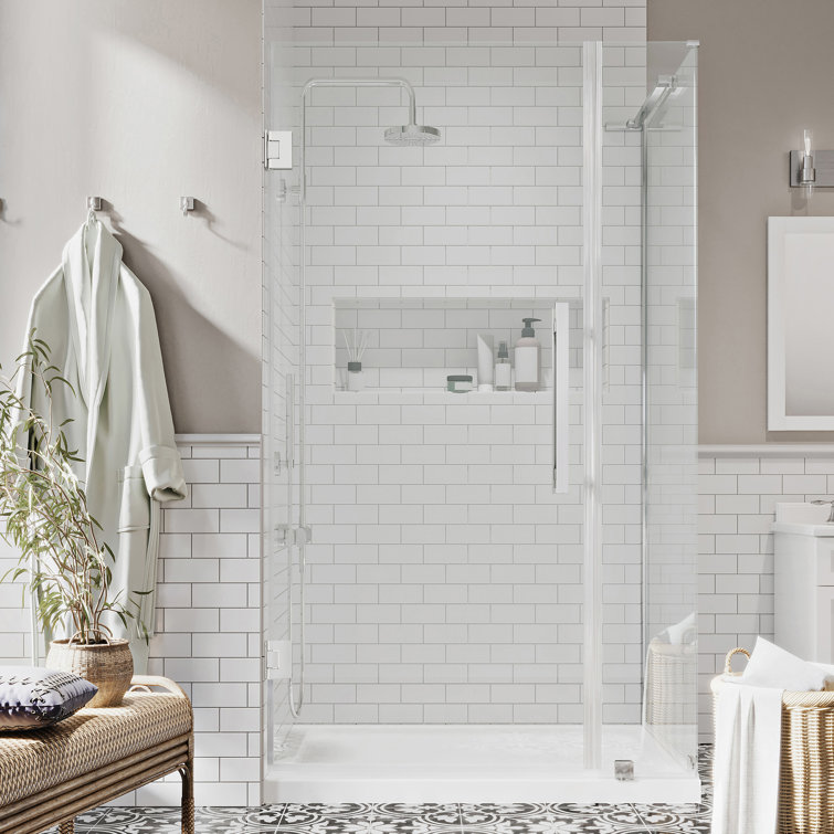 Endless Tampa-Pro 36'' Chrome Frameless Corner Shower Kit with Acrylic Base