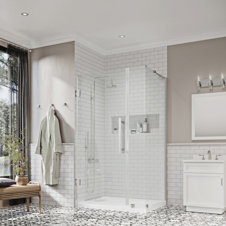 Endless Tampa-Pro 36'' Chrome Frameless Corner Shower Kit with Acrylic Base