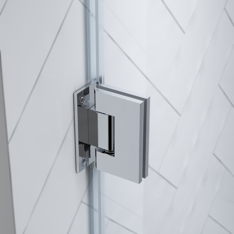 Nickel Frameless Corner Shower Kit with Tempered Glass Panels