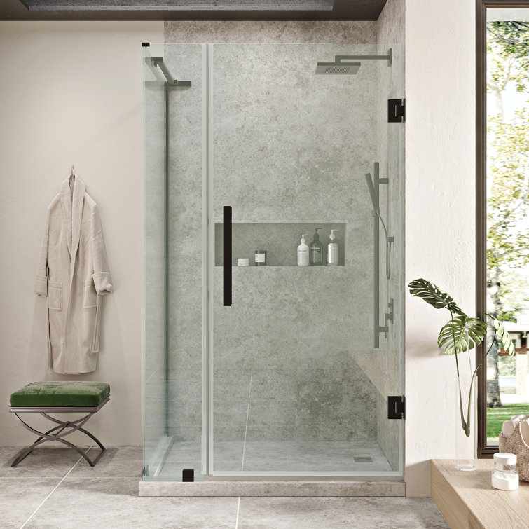 Endless Tampa-Pro 33" W x 72" H Black Frameless Glass Shower Enclosure
