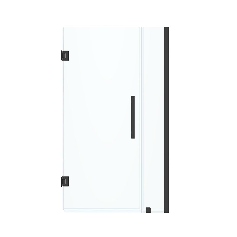 Tampa-Pro 31" W x 72" H Black Frameless Shower Kit with Tempered Glass