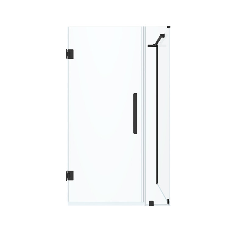 Black Frameless Corner Shower Kit with Tempered Glass Panels