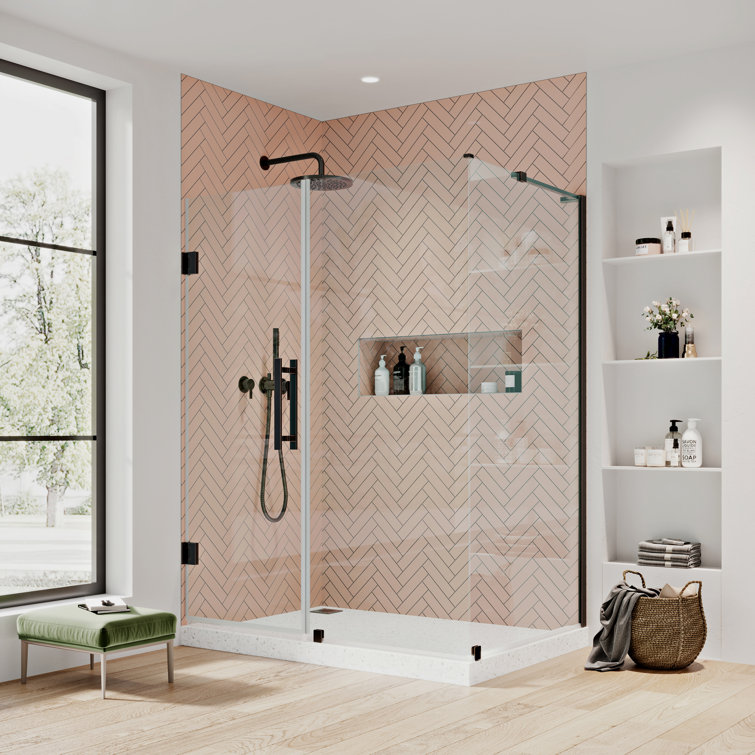Tampa-Pro Oil Rubbed Bronze Frameless Corner Shower Enclosure