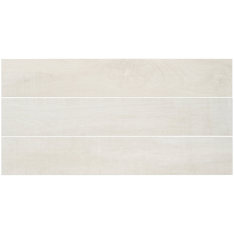 White 8" x 48" Matte Porcelain Wood Look Tile