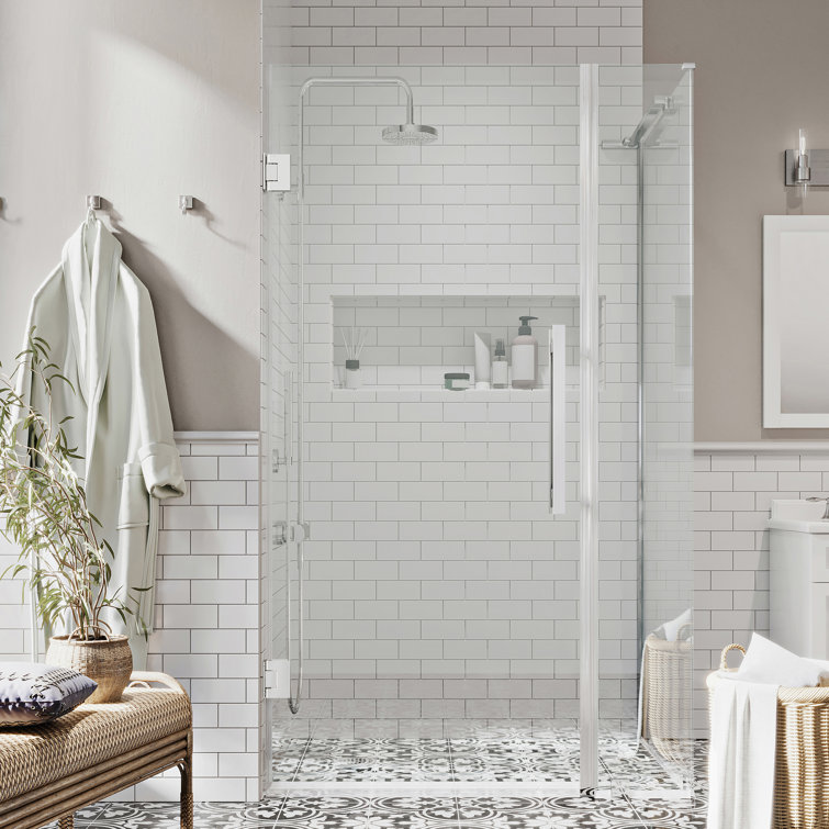 Endless Chrome Frameless Corner Shower Kit with Tempered Glass Panels