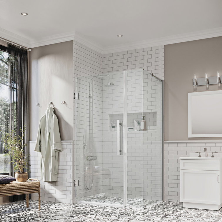 Endless Chrome Frameless Corner Shower Kit with Tempered Glass Panels