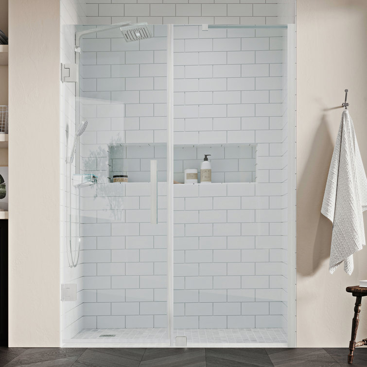 Tampa-Pro 58" x 72" Frameless Shower Door Kit in Satin Nickel