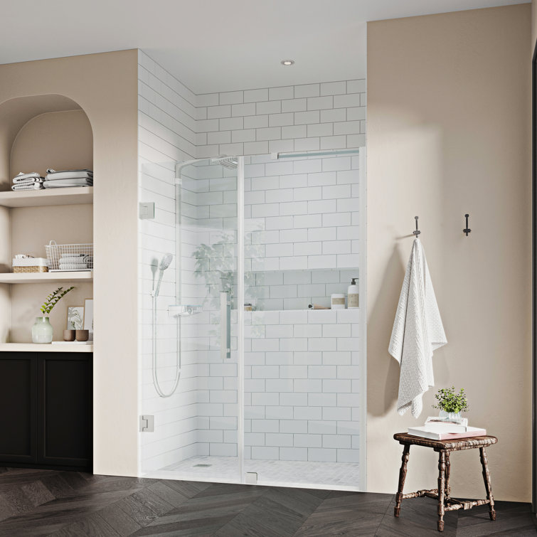 Tampa-Pro 58" x 72" Frameless Shower Door Kit in Satin Nickel
