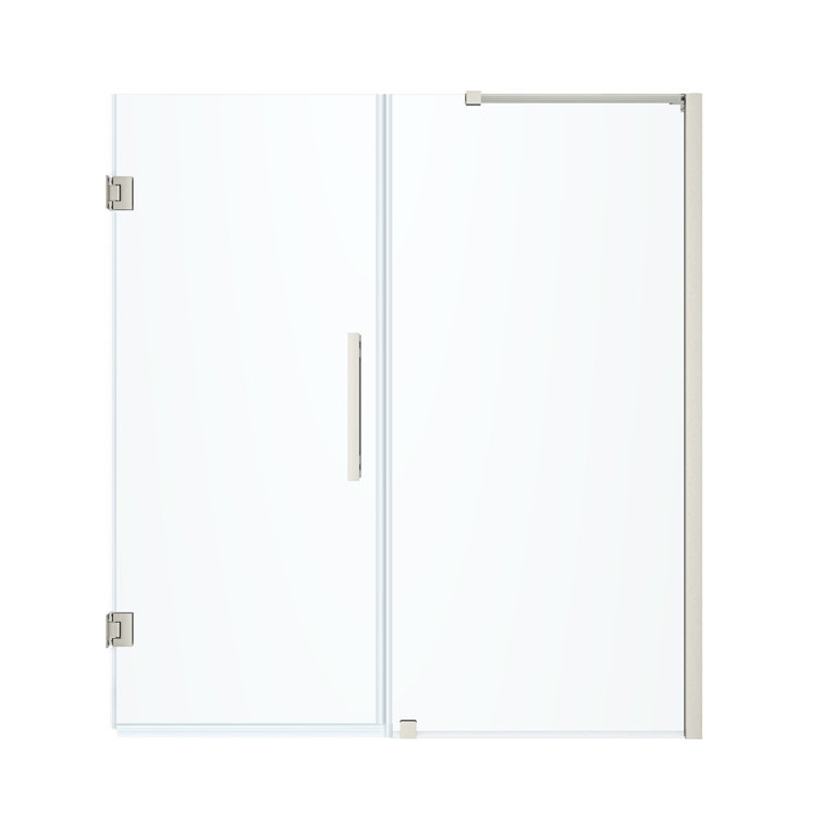 Tampa-Pro 58" x 72" Frameless Shower Door Kit in Satin Nickel