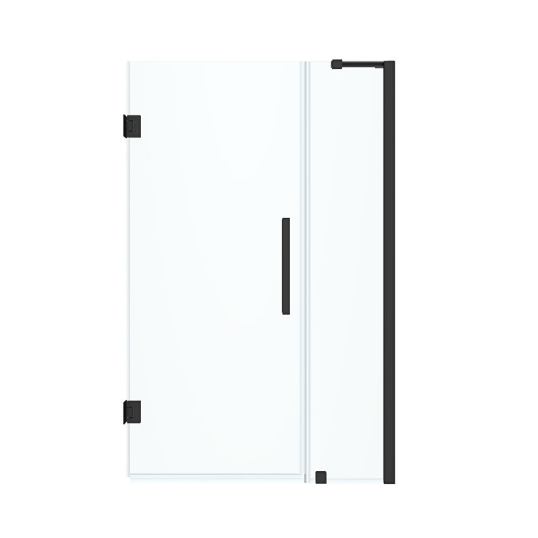 Tampa-Pro 43" x 72" Black Frameless Glass Shower Kit