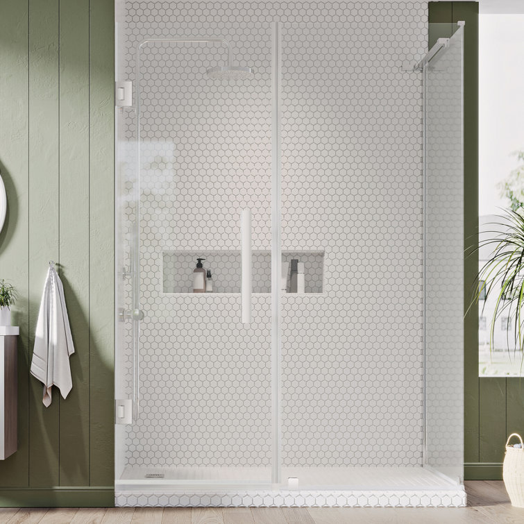 Tampa-Pro 57" W x 72" H Frameless Chrome Corner Shower Enclosure