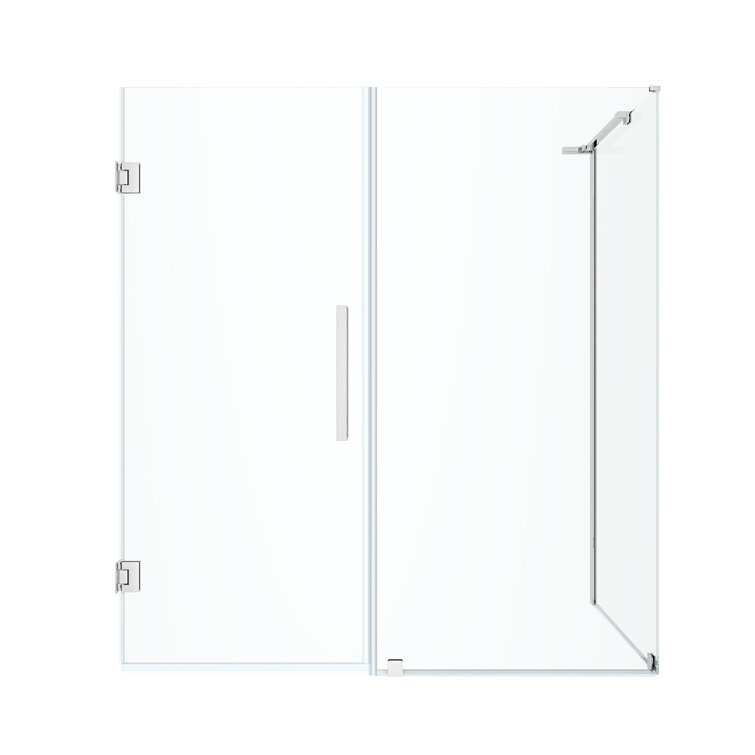 Tampa-Pro 57" W x 72" H Frameless Chrome Corner Shower Enclosure