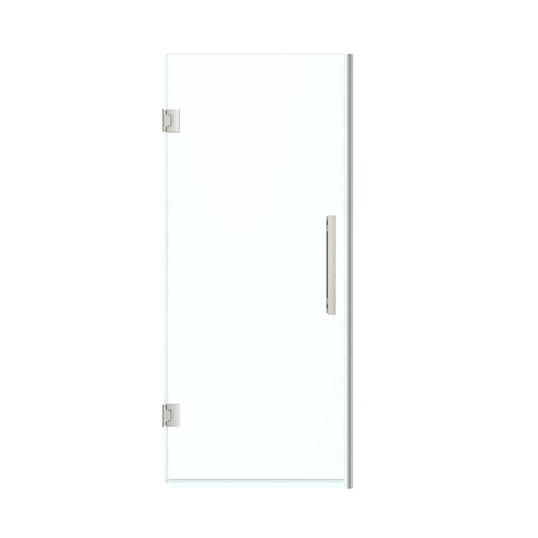 Tampa-Pro Satin Nickel Frameless Alcove Shower Kit with Tempered Glass