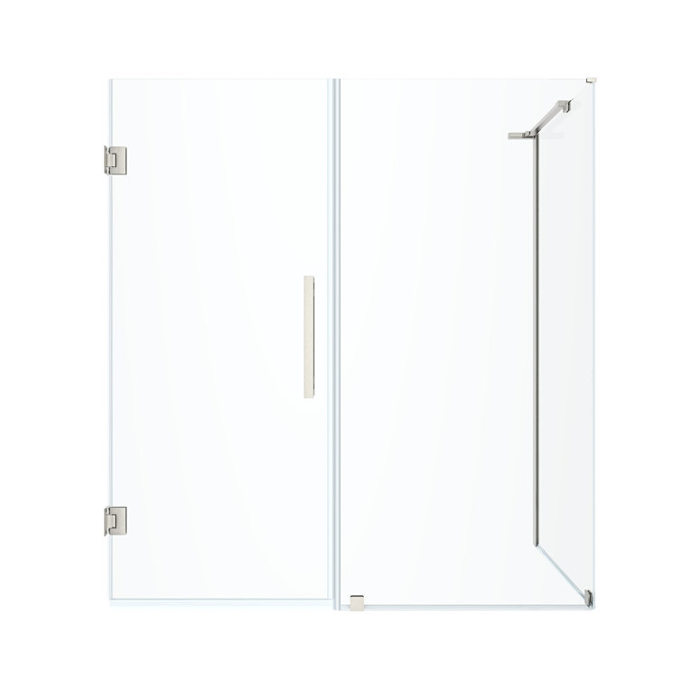 Satin Nickel Frameless Corner Shower Kit with Tempered Glass Panels