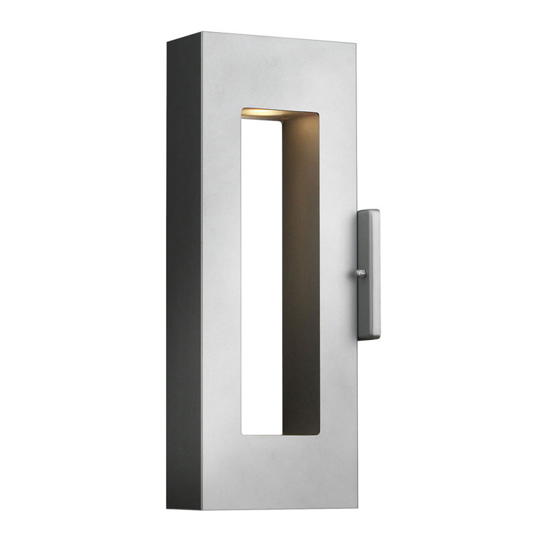 Sleek Titanium 16" LED Outdoor Wall Sconce with Etched Lens