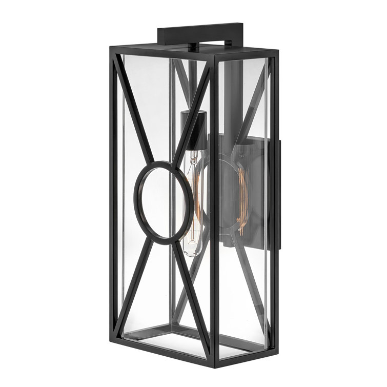 Brixton Black Outdoor Wall Light with Clear Glass