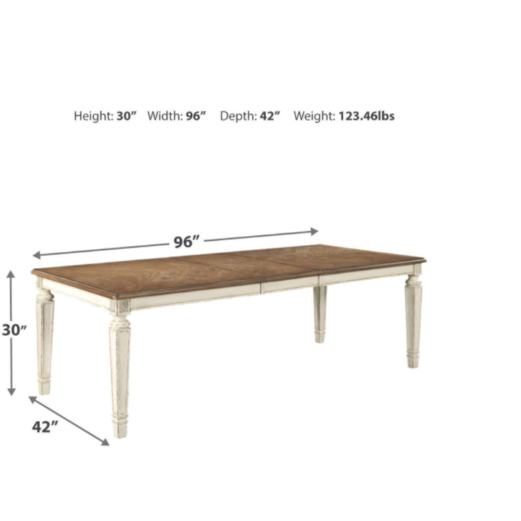 Chipped White & Distressed Wood Extendable Dining Table