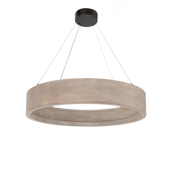 Contemporary Bronze Oak Veneer LED Chandelier 33"