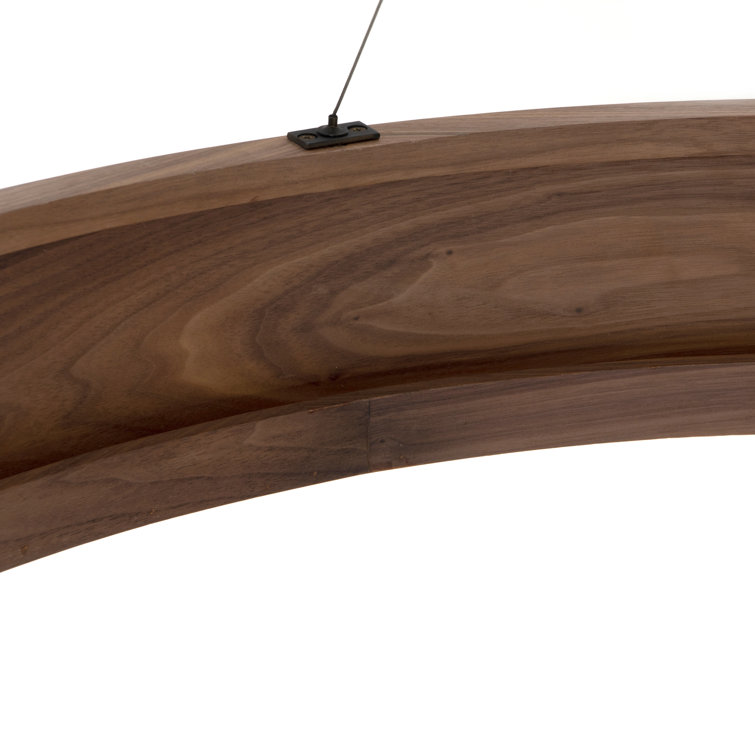 Stockton Contemporary Bronze Drum Chandelier with Walnut Veneer
