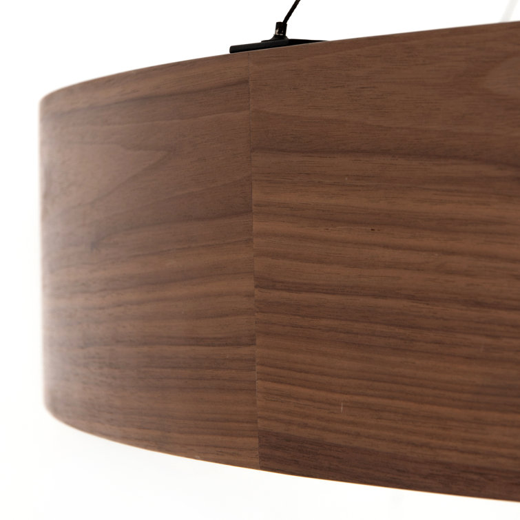 Stockton Contemporary Bronze Drum Chandelier with Walnut Veneer
