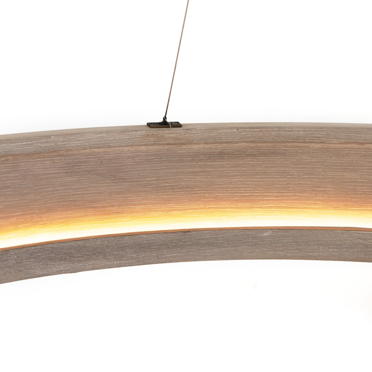 Contemporary Bronze Oak Veneer LED Chandelier 33"