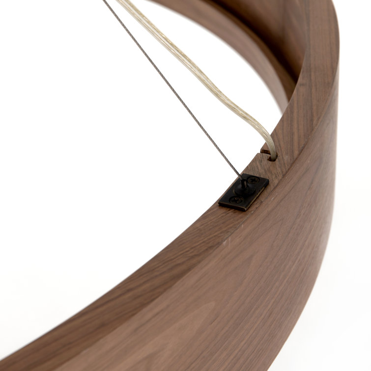 Stockton Contemporary Bronze Drum Chandelier with Walnut Veneer
