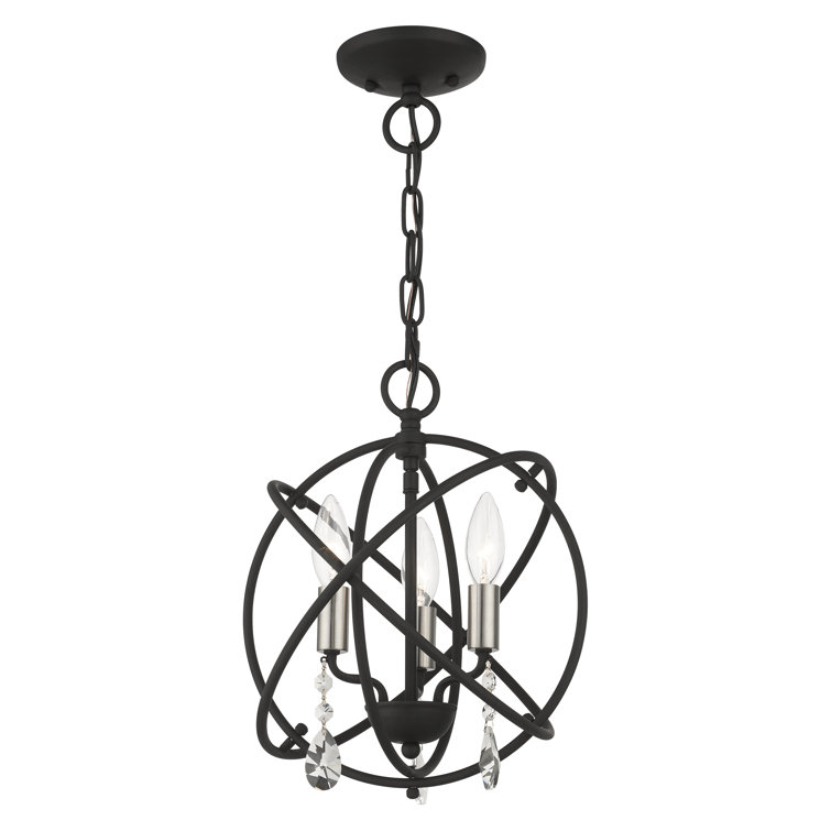 Black Steel Mini Crystal Candle Chandelier Light