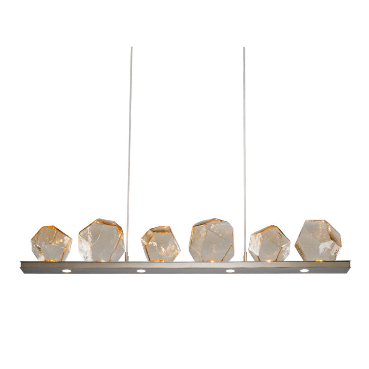 Amber Glass LED Kitchen Island Pendant Light