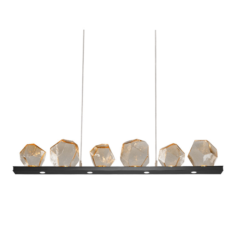 Amber Glass LED Kitchen Island Pendant Light