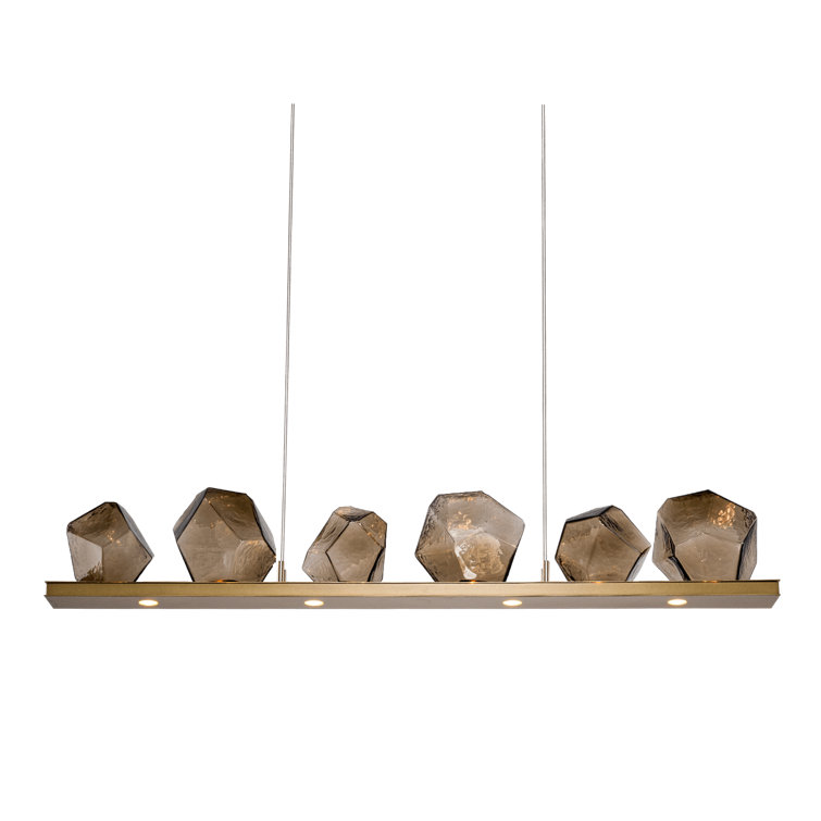 Gem 10-Light Bronze Glass and Brass Island Pendant