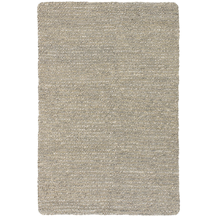 Hand-Woven Ivory Wool Rectangular Area Rug with Cotton Backing