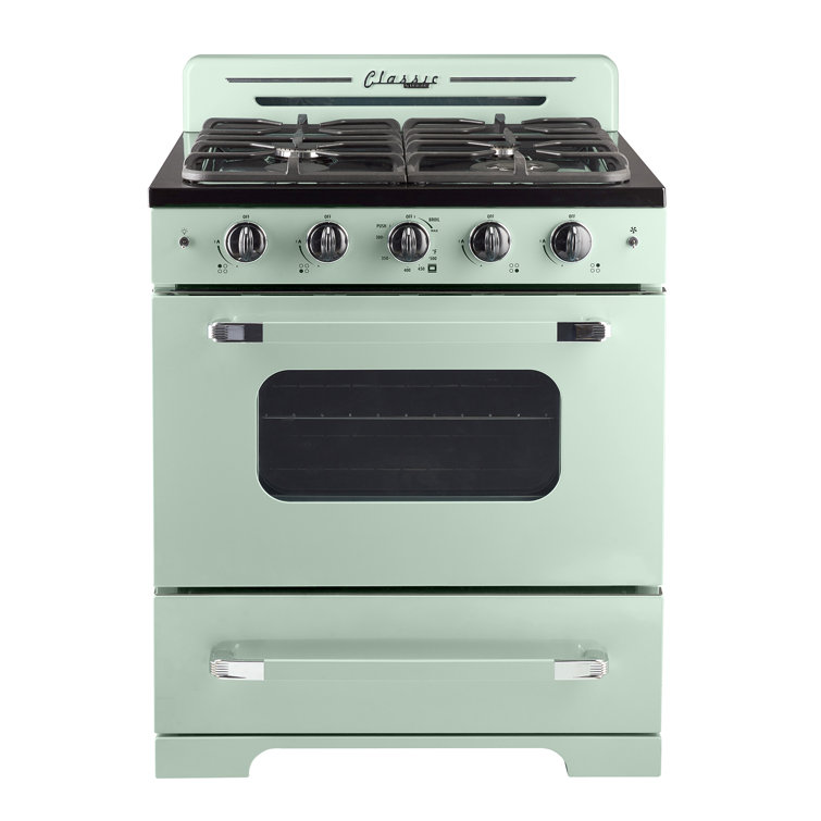 Summer Mint Green 30" Retro Freestanding Gas Range with Convection Oven