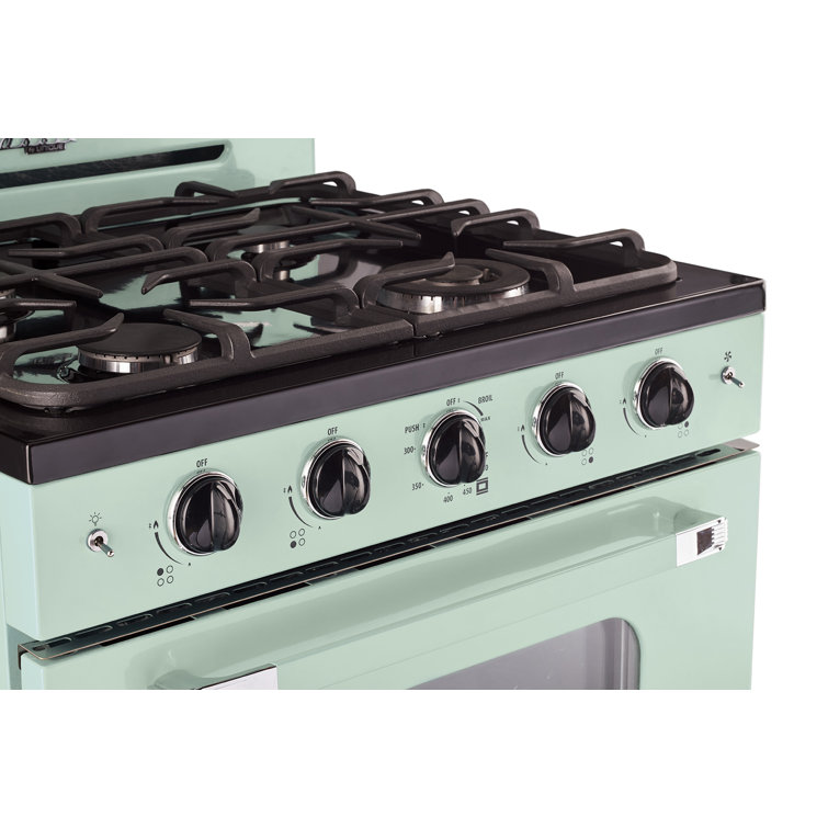Summer Mint Green 30" Retro Freestanding Gas Range with Convection Oven