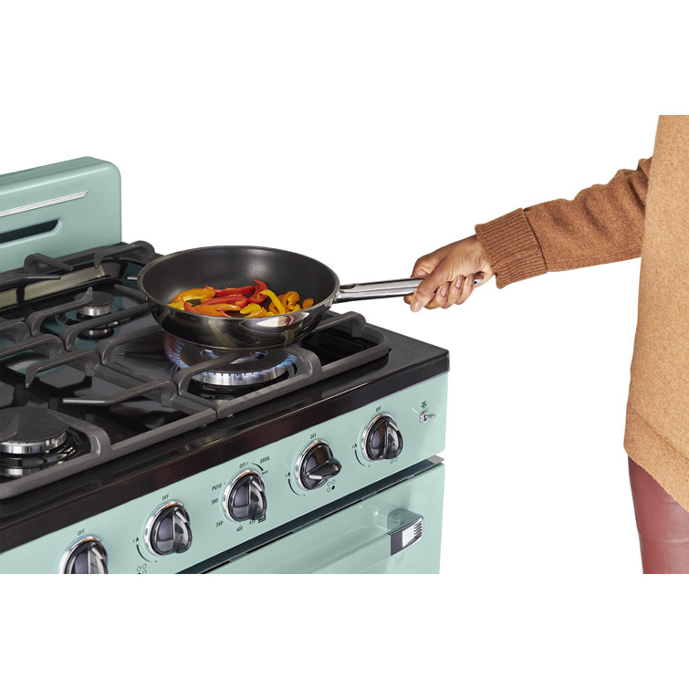 Summer Mint Green 30" Retro Freestanding Gas Range with Convection Oven