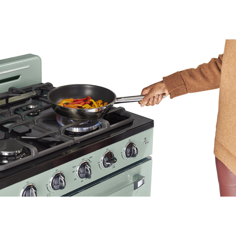 Summer Mint Green 30" Retro Freestanding Gas Range with Convection Oven