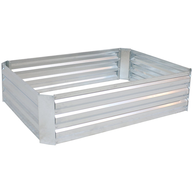 Silver Galvanized Steel Raised Garden Bed for Outdoor Plants