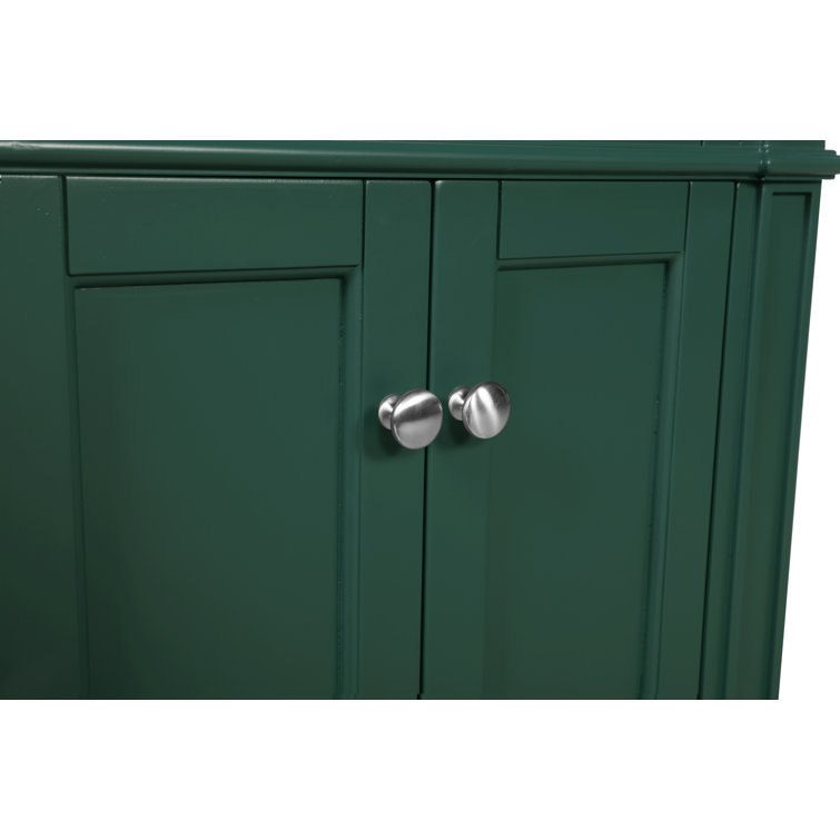 Green Solid Wood Single Bathroom Vanity with Stone Countertop