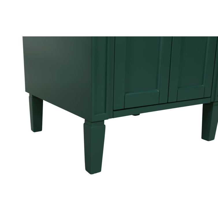 Green Solid Wood Single Bathroom Vanity with Stone Countertop