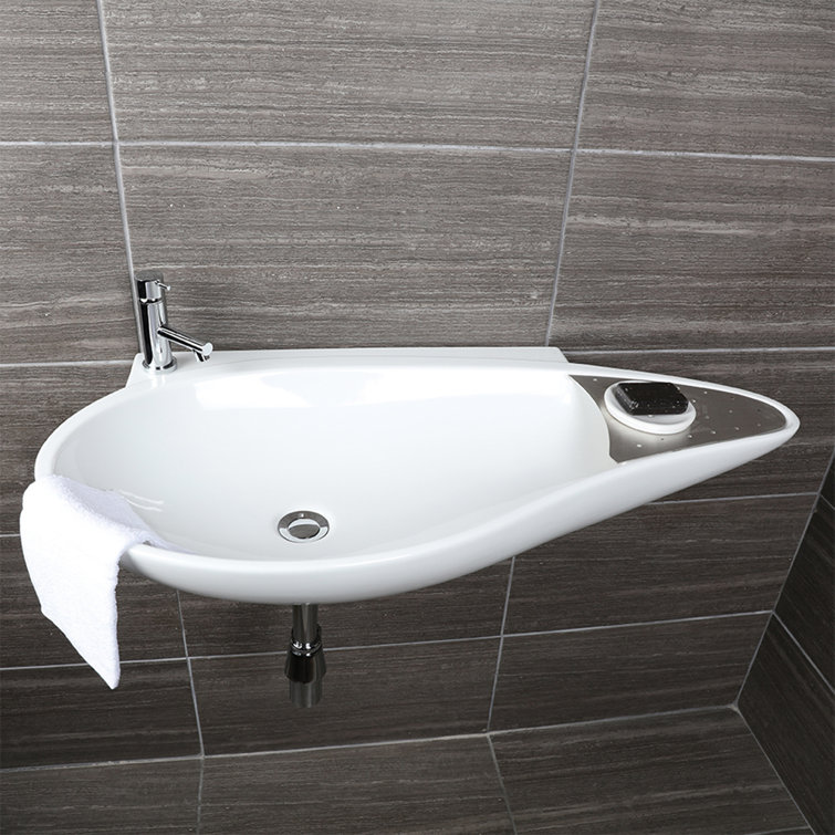 Ovale 18.75'' White Ceramic Wall-Mount Bathroom Sink