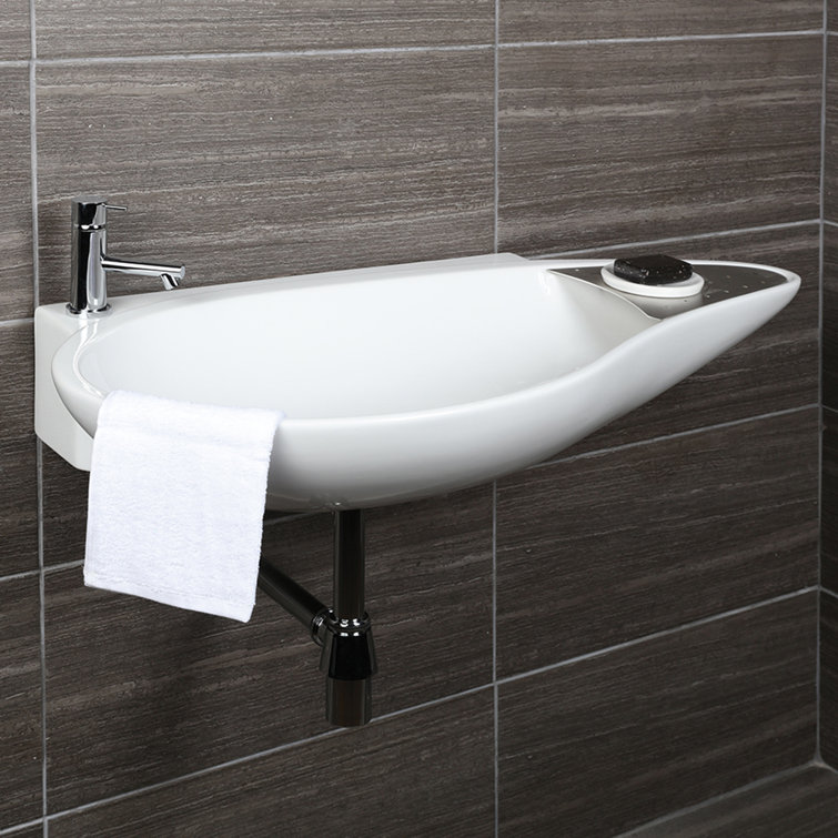 Ovale 18.75'' White Ceramic Wall-Mount Bathroom Sink
