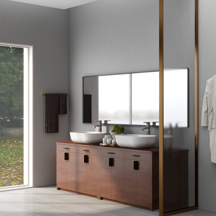 White Ceramic Rectangular Above-Counter Vessel Sink