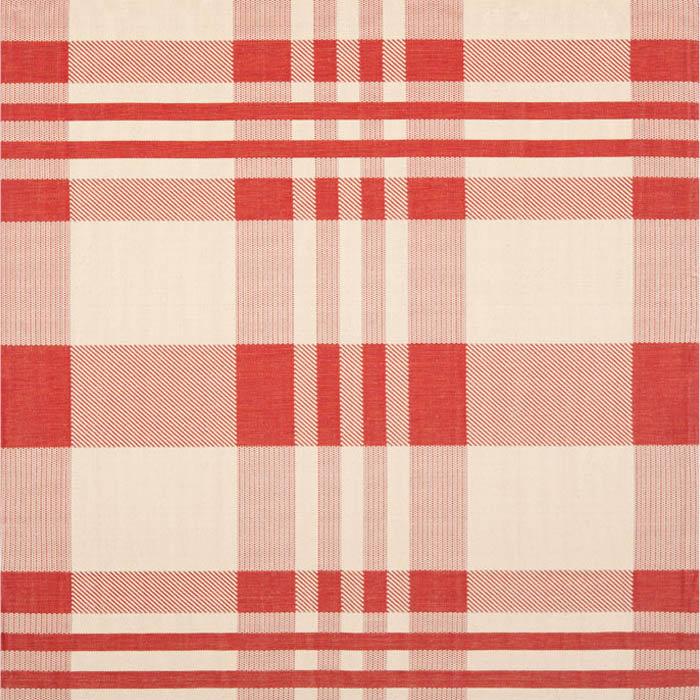 Red and Bone Plaid Square Outdoor Area Rug