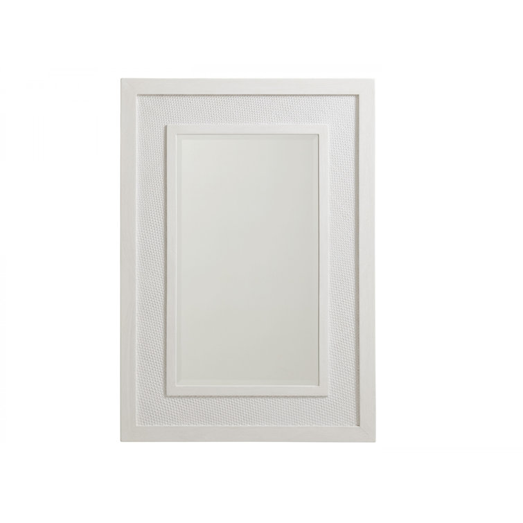 White Mahogany and Leather Rectangular Mirror