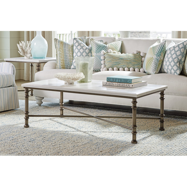 White and Gray Rectangular Marble Top Coffee Table