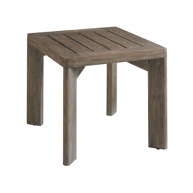 La Jolla Vintage Taupe-Gray Teak Rectangular Small End Table