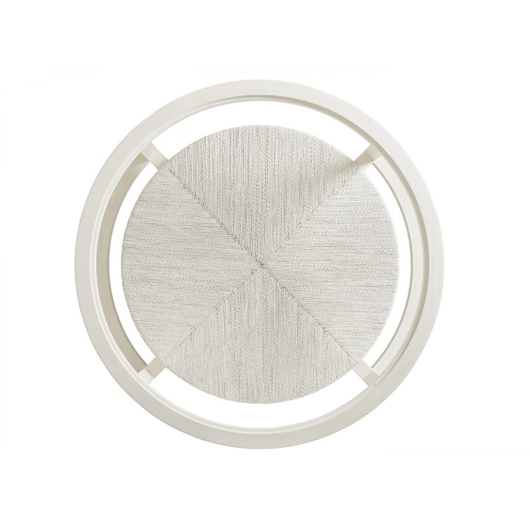 Transitional Shell White Round Cocktail Table with Glass & Wood Accents