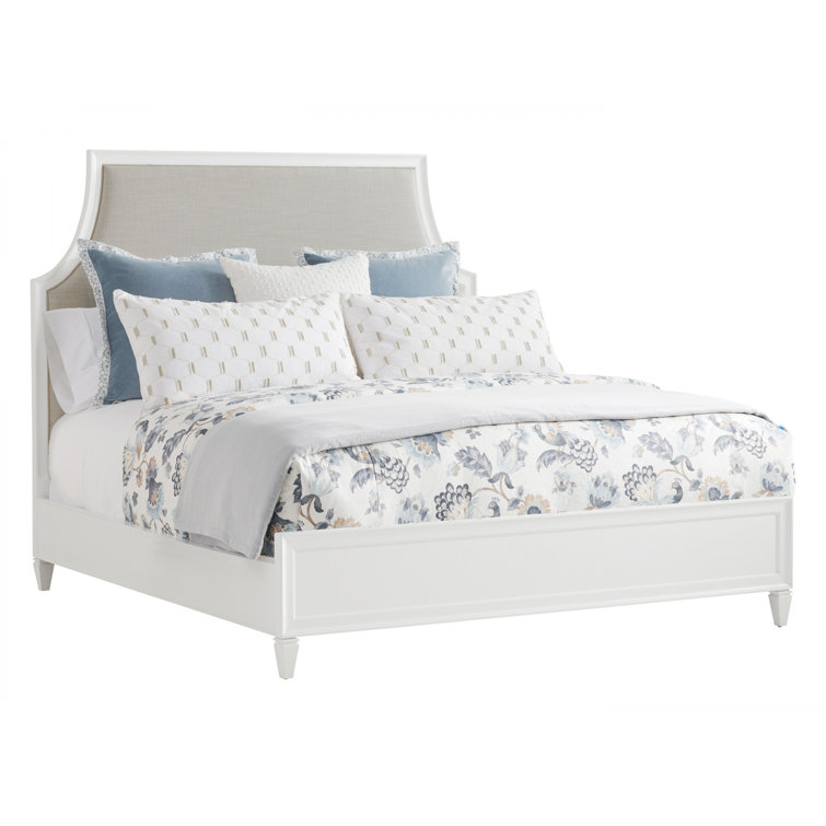 California King White Upholstered Bed with Drawer